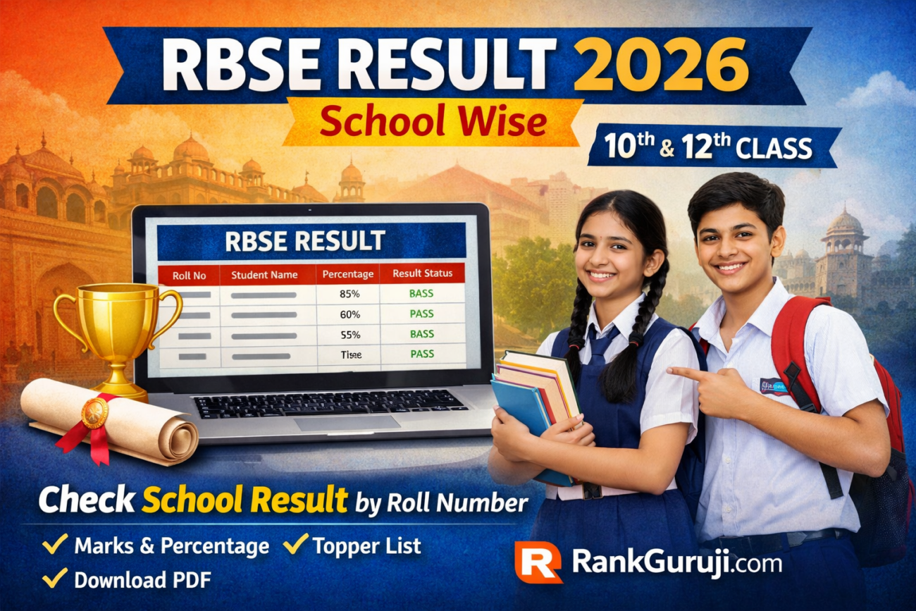 RBSE Result 2026 School Wise – Rajasthan Board 10th & 12th Result Check by Roll Number