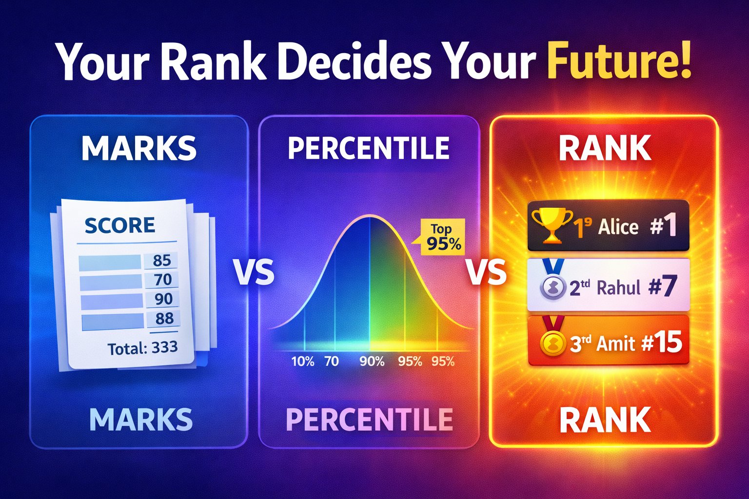marks vs percentile vs rank