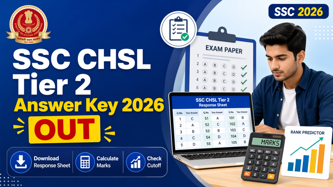 SSC CHSL Tier 2 Answer Key 2026 OUT – Marks Calculator, Rank Predictor & Expected Cutoff